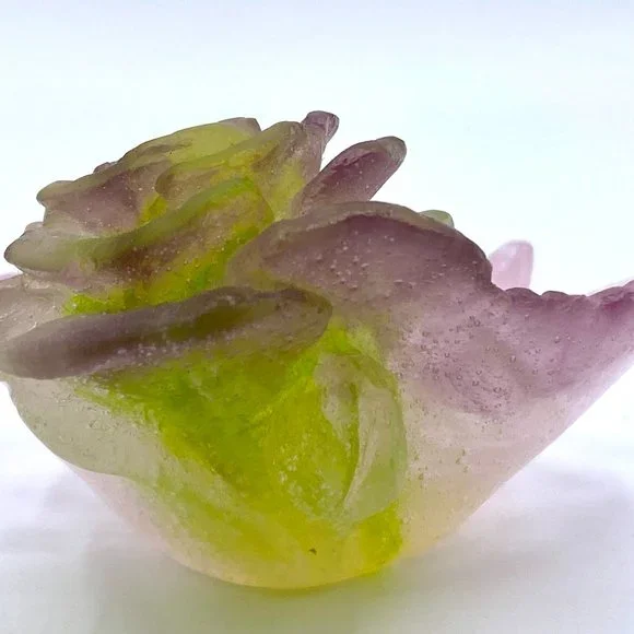 DAUM Pate de Verre Rose Vide Poche Small Ornamental Bowl French Art Glass MC1514 - Picture 5 of 10